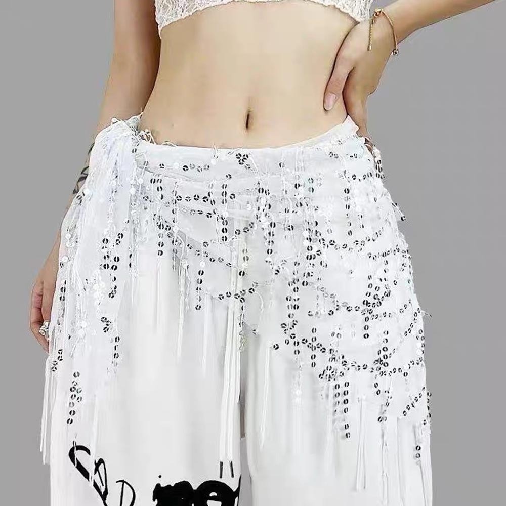 Street Fashion Thailand - ファッションスパンコールベリーダンスベルトタッセルストリートダンスヒップスカーフショーコスチュームジャズダンスウエストチェーン（タイ/インド/アラブ向け）