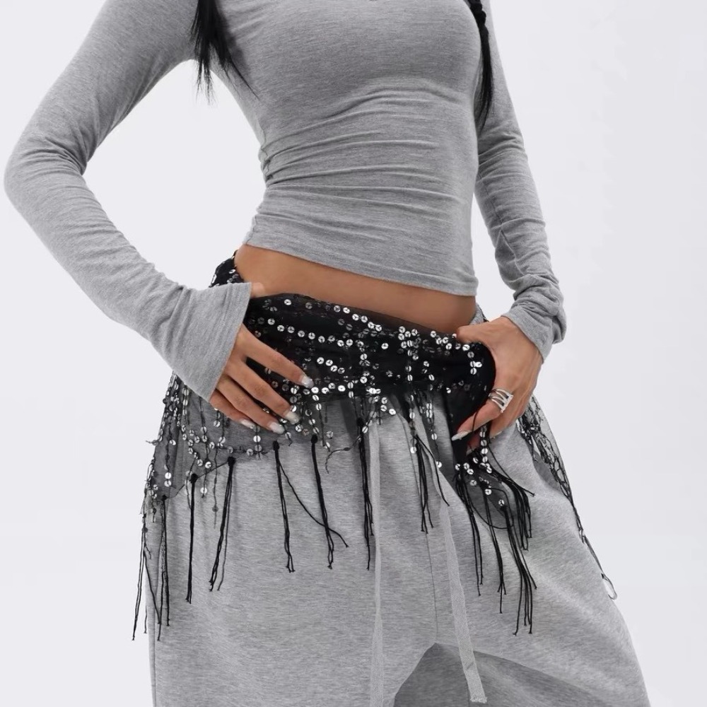 Street Fashion Thailand - ファッションスパンコールベリーダンスベルトジャズダンスストリートダンスダンサースカートタッセルショーコスチュームウエストチェーン（タイ/インド/アラブ向け）