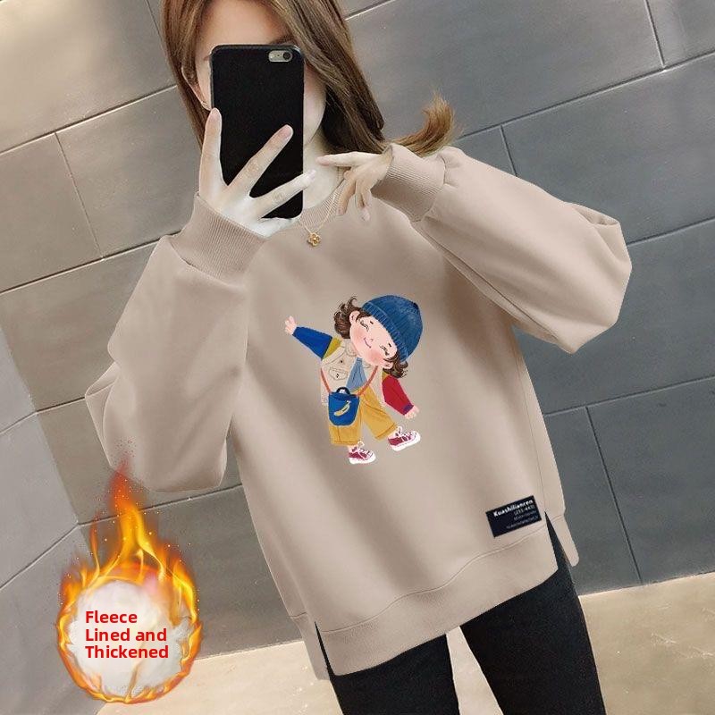 Oversized Crewneck Fleece - 厚手のフリース オーバーサイズ ルーズ レディース スウェットシャツ 薄手スタイル