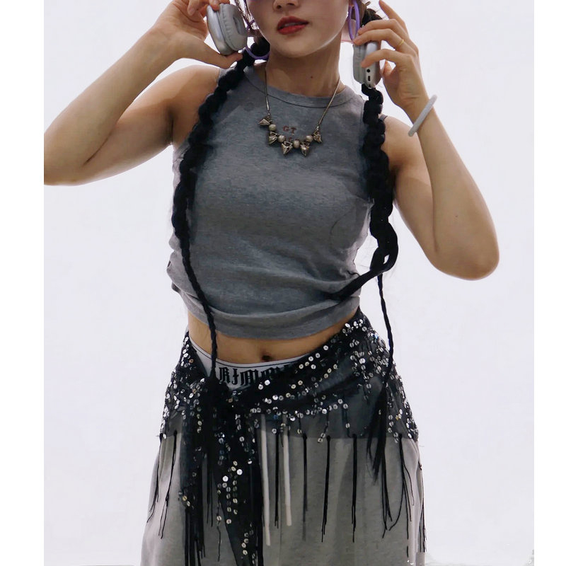Street Fashion Thailand - ファッションスパンコールベリーダンスベルトタッセルジャズダンスヒップスカーフストリートダンスショーコスチュームダンサースカート（タイ/インド/アラブ向け）
