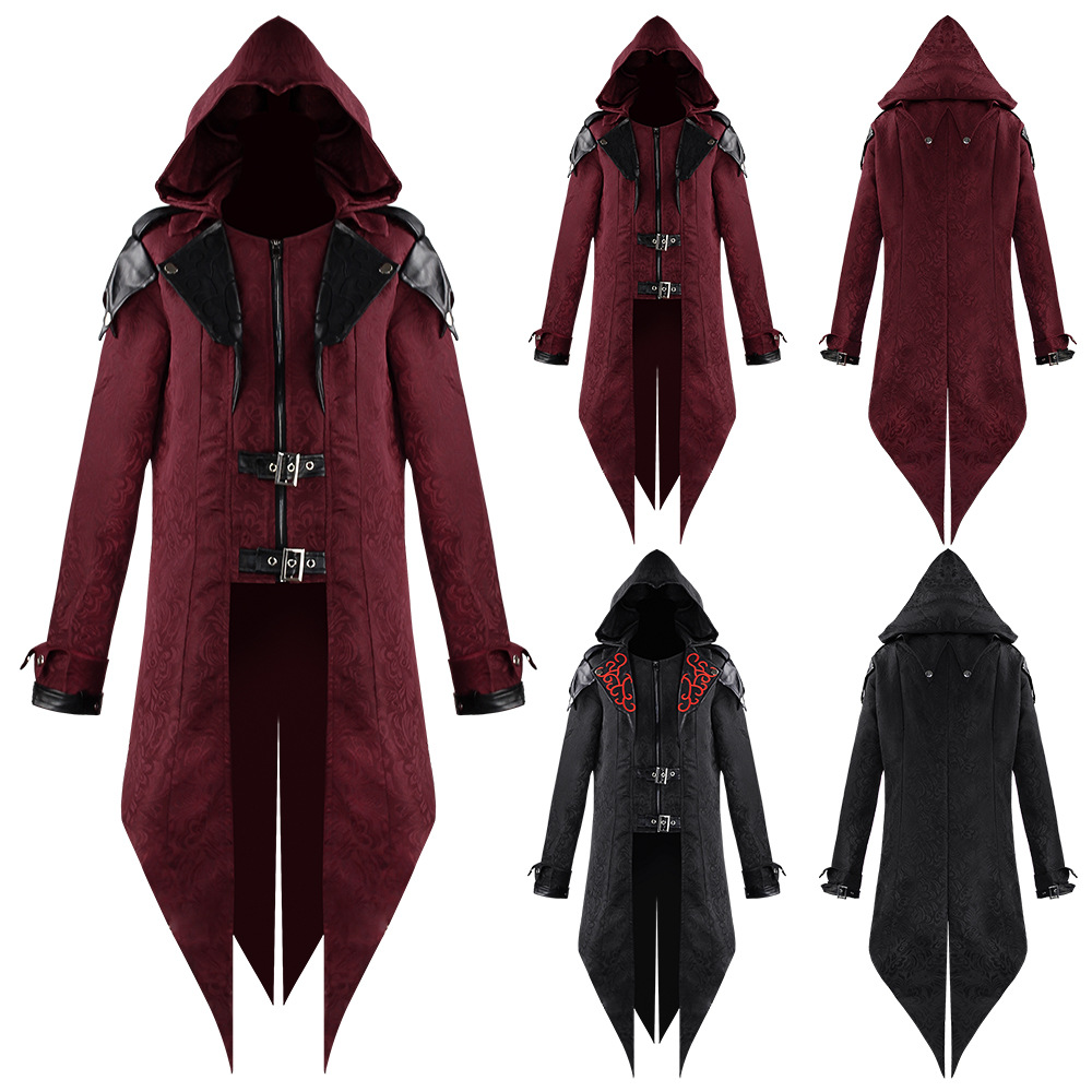 Street Fashion Europe - アサシンコスプレ フード付きジャケット 2色展開 中世風ストリートウェア エドワード アサシンクリード