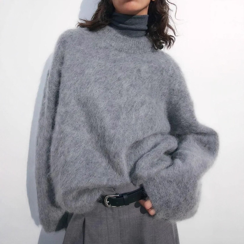 Street Fashion Europe - 秋と冬のヨーロッパとアメリカのセーター女性用プルオーバークロスボーダーアウターウェアファッションフード付きルーズレトロニットトップス