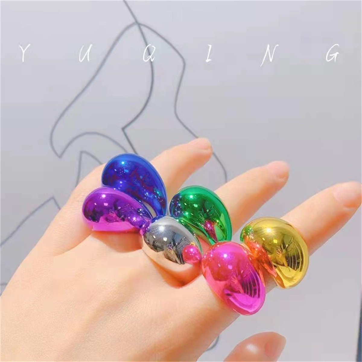 Street Fashion Blog - 新しいレトロアクリルファッションスタイルユニークなリング都会の女性シンプルな旅行ジュエリーアクセサリーギフトY2kヒップホップリング女性
