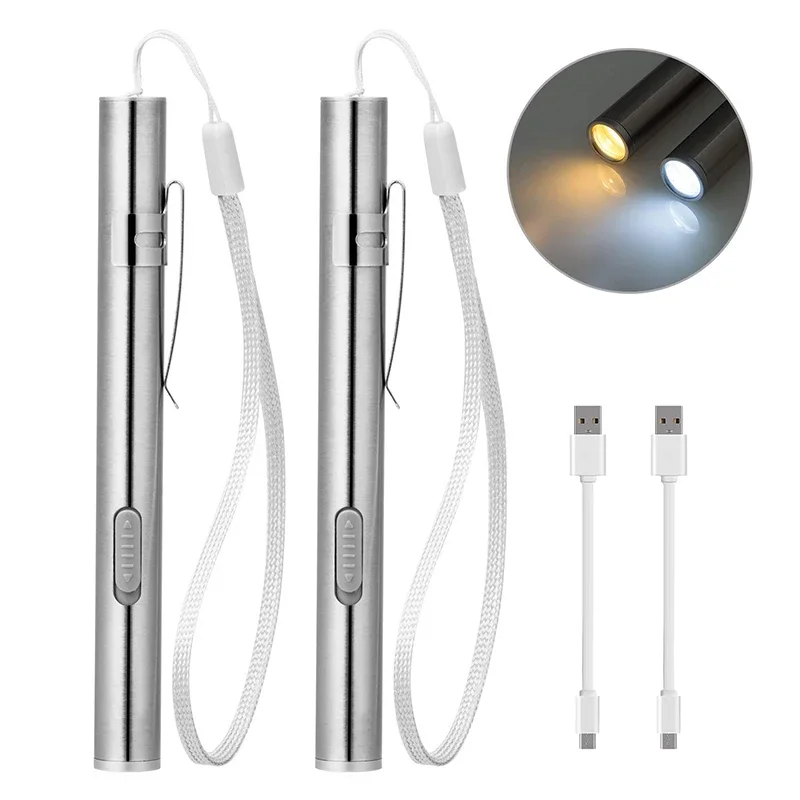 Street Fashion Blog - ミニポータブル LED ペンライト懐中電灯 USB 充電式医療用ハンディトーチ、歯科医、看護師用ステンレス鋼クリップ付き