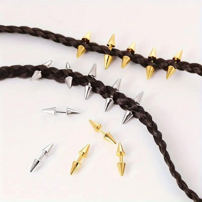 Street Fashion Rings - 5つの尖ったヘアピンパンクヒップホップロック風髪飾りサイドの毛束のお下げセットヘアバンド固定リング