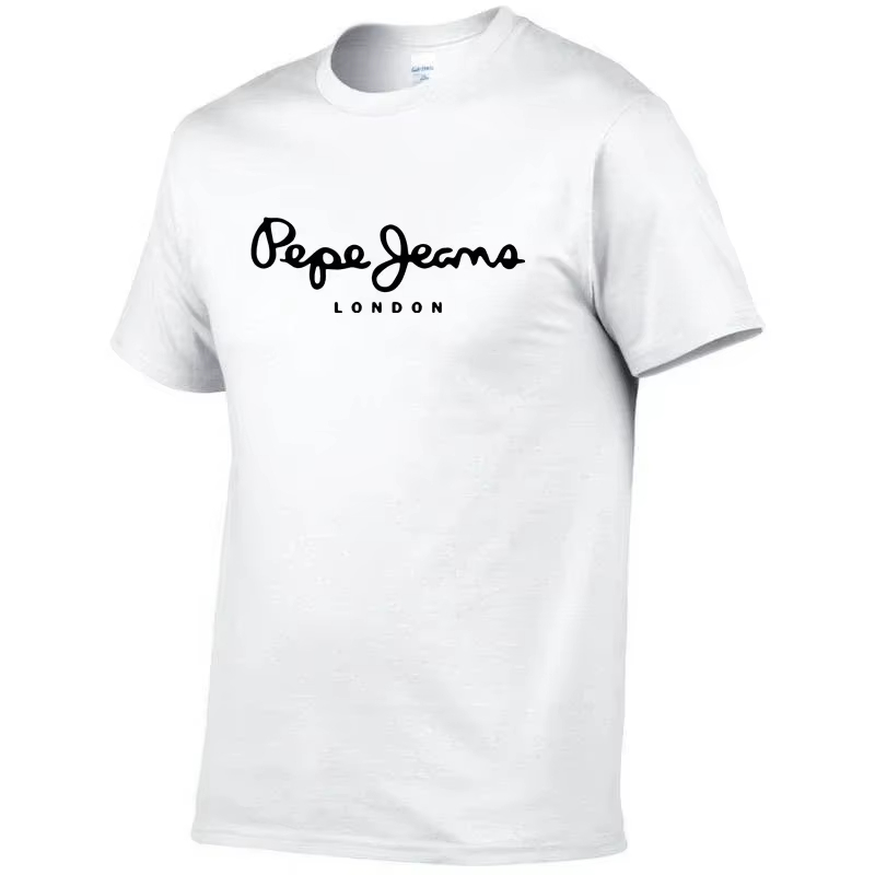 Street Fashion London 2026 - 2026年新作 ペペジーンズ ロンドンロゴTシャツ、夏用メンズ半袖トレンドファッションピュアコットントップ、ストリートスタイルTシャツ