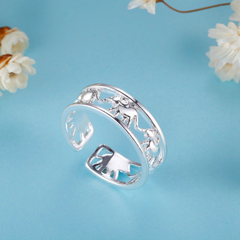 Street Fashion Rings - 新しいファインファッション 925 スターリングシルバー象リング女性のための調節可能な結婚式ハッピーパーティーギフトストリートオールマッチジュエリー