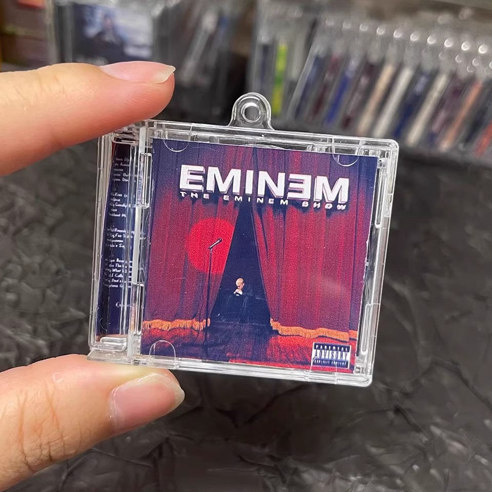 Street Fashion Rings - ミニミュージックキーホルダー,CD, NFC,ヒップホップスタイル,歌の再生,エミネムショー,アルバムキーリング,アクリルコスプレペンダント,DIYネックレス,ギフト
