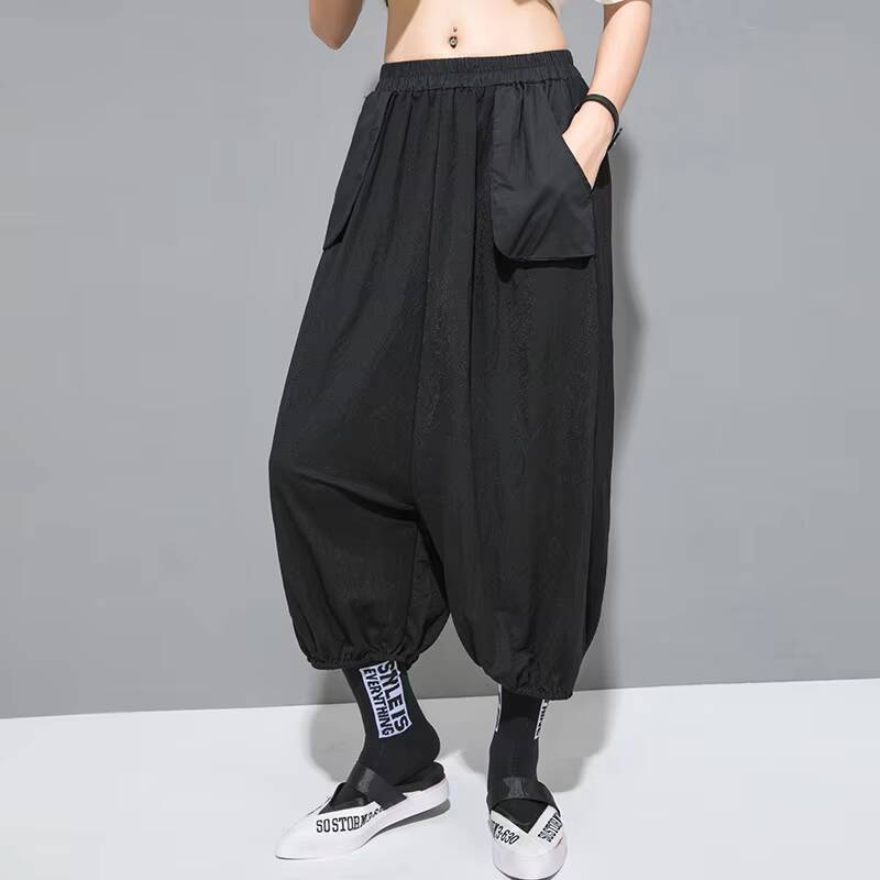 Street Fashion Japan Brand - 女性のための大きなパンツ,黒,ストリート,だぶだぶ,春と秋,新しいコレクション