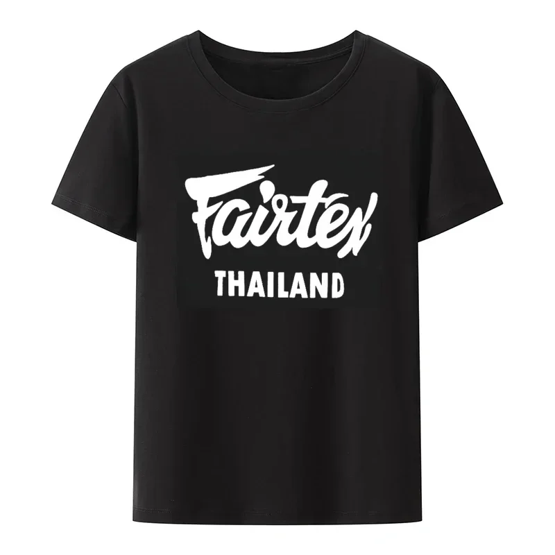 Street Fashion Thailand - Fairtex-黒のムエタイTシャツ,ラウンドネックのカジュアルなヒップスターブラウス,キックボクシング,十分なグラフィック,通気性のあるストリートファッション