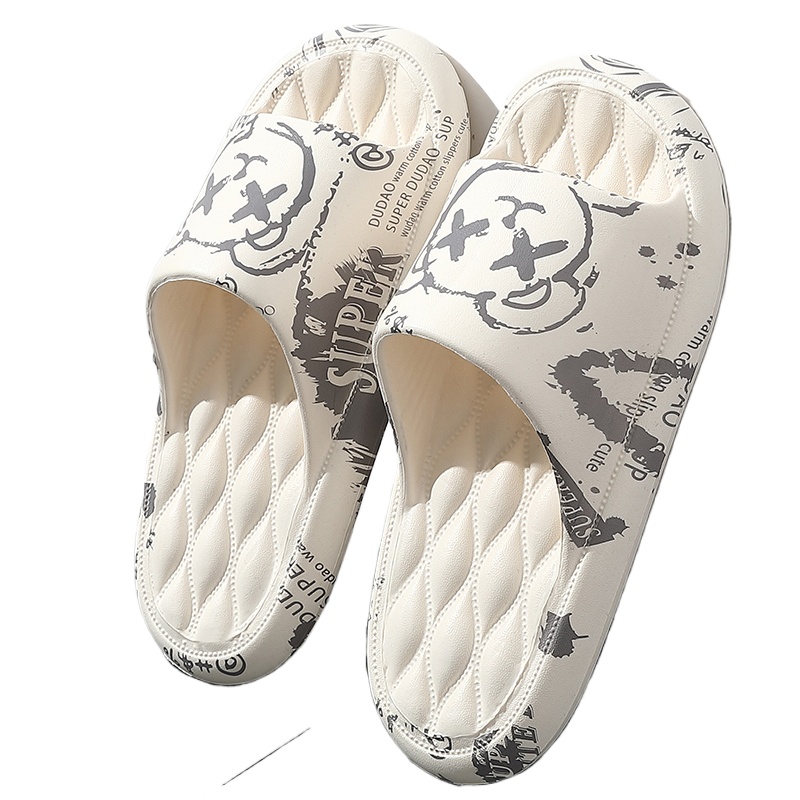 Street Fashion Style Male - ホットメンズビーチサンダル夏スリッパ印刷サンダルトレンドアンチスリップシューズ EVA スリッパファッション男性マッサージビーチ履物