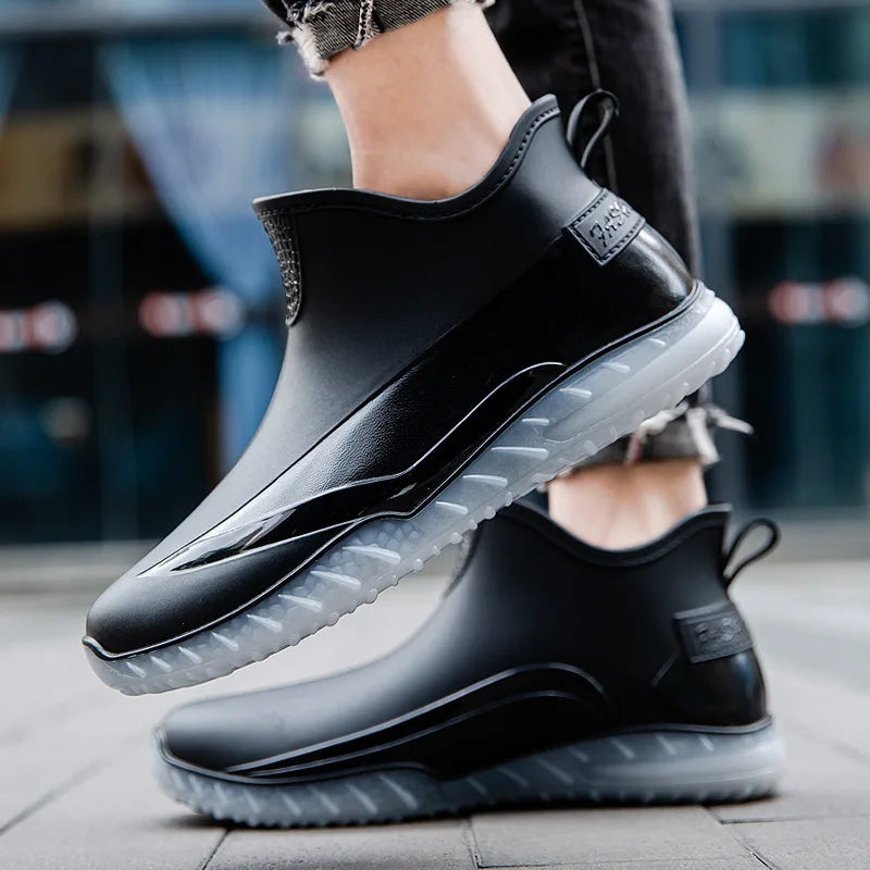 Street Fashion Style Male - 男性用滑り止めレインブーツ,軽くて快適な靴,カジュアル,英国のフラット,ファッショナブル,アウトドア,新品,トレンディ