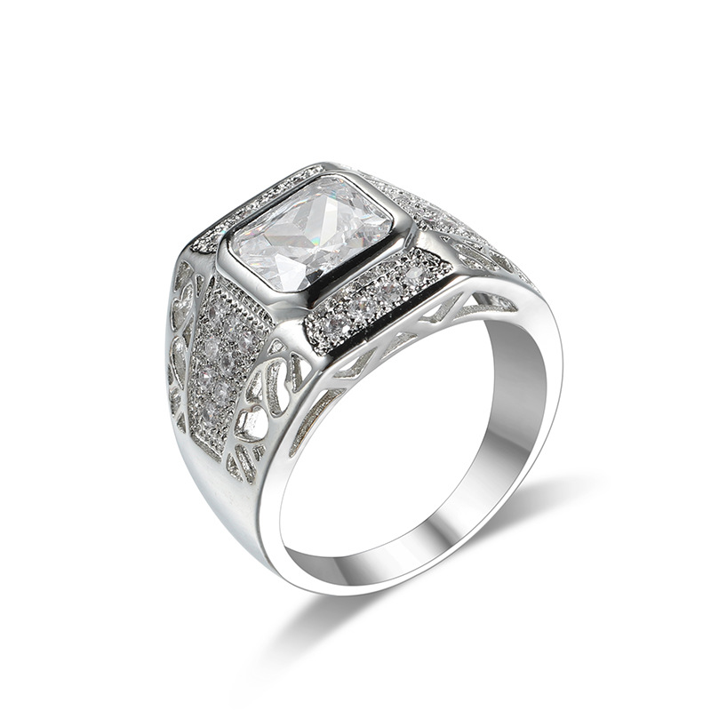 Street Fashion Rings - 高級925スターリングシルバー ヒップホップ ラウンドキュービックジルコニアリング メンズ レディース クラシック