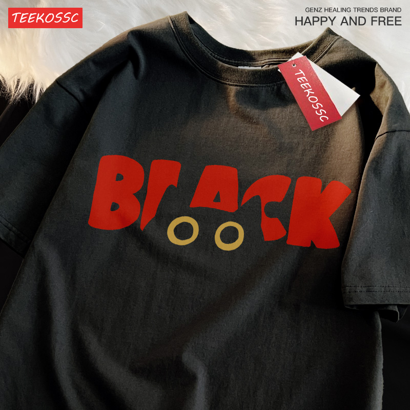 Street Fashion Japan Brand - 黒猫ファッションブランド純粋な綿ルーズ夏半袖 Tシャツ男性女性学生ストリート黒猫カップルストリート Tシャツ