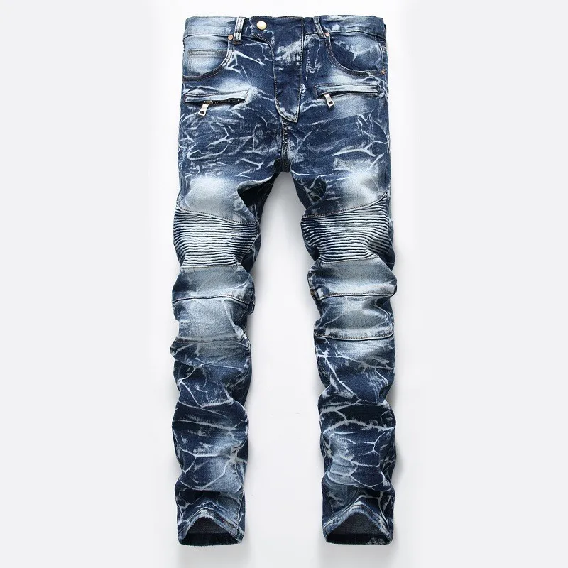 Street Fashion Style Male - ジッパーポケット付きレトロなスタイルのジーンズ,ストレートデニム,スリムフィット,ストレッチ,ハイストリート,オートバイのファッション,新しいスタイル