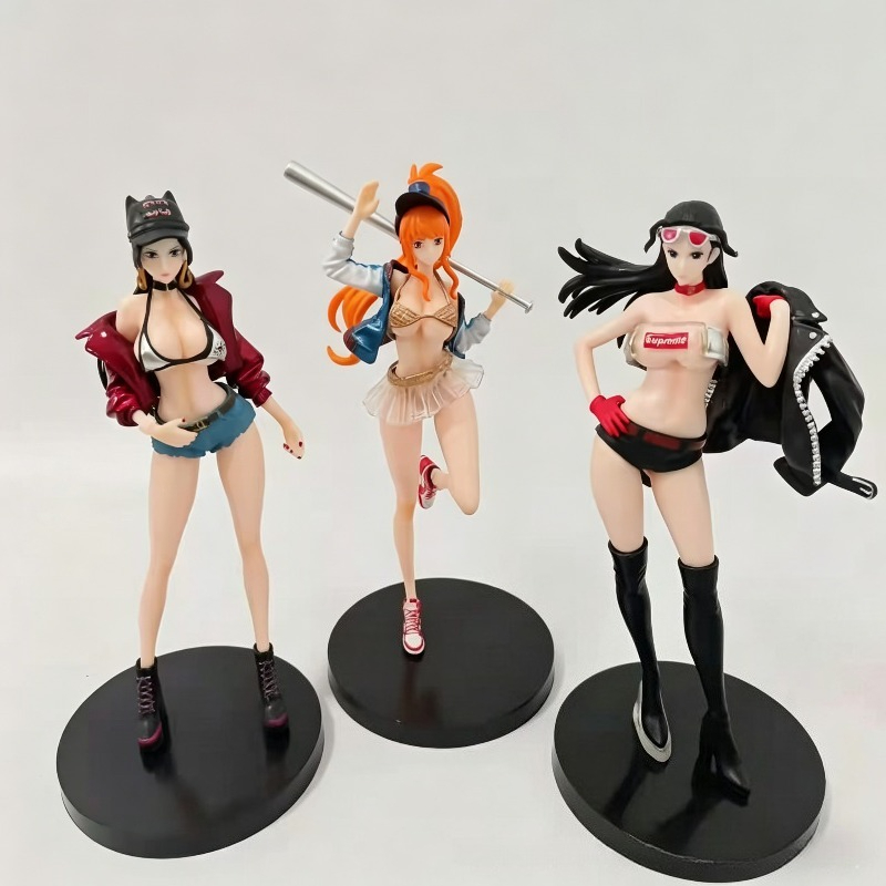 Street Fashion Japan Brand - 19cm ワンピース アニメファッションブランド ロビン ナミ、エンプレスコート、ストリートスタイル、美しい女性シリーズフィギュア、デスクトップオーナメント