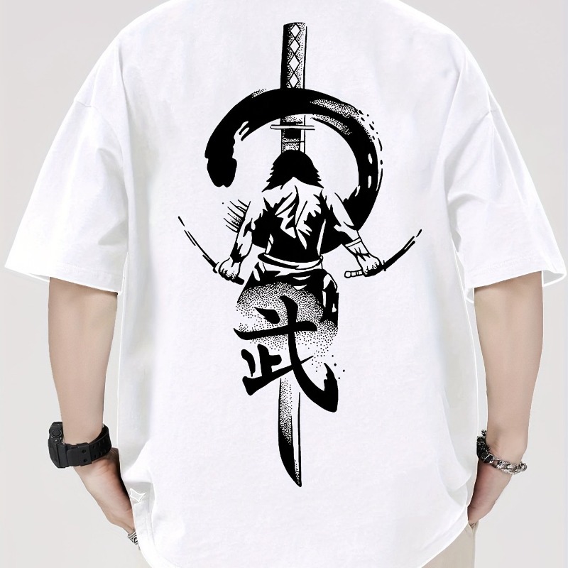 ダークエレメント日本刀プリントTシャツ男性用、夏のトレンドス - Street Fashion Elements のレビューと価格