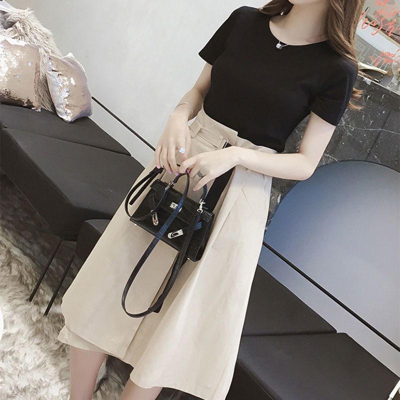 女性用ラウンドネック半袖スリムTシャツ,女性用スーツ,単色, - Street Fashion Korean のレビューと価格