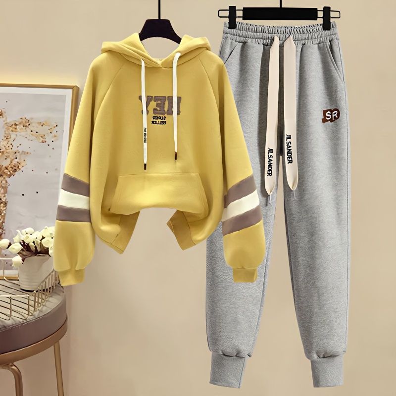 春と秋の女性用スポーツセット新しい韓国語バージョンカラーブロ - Street Fashion Korean のレビューと価格