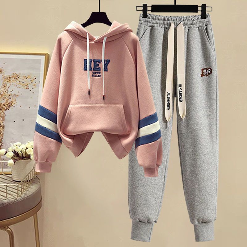 春と秋の女性用スポーツセット新しい韓国語バージョンカラーブロ - Street Fashion Korean のレビューと価格