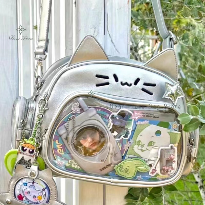 新しい Y2K 韓国かわいい猫 Ita バッグかわいい PU - Street Fashion Korean のレビューと価格