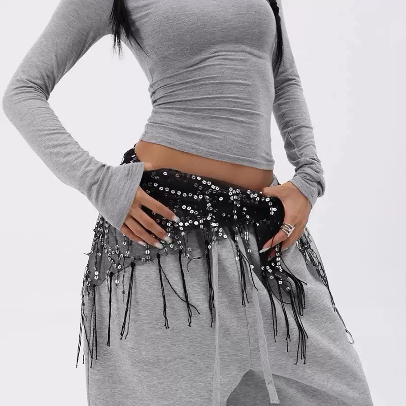 ファッションスパンコールベリーダンスベルトタッセルジャズダン - Street Fashion Thailand のレビューと価格