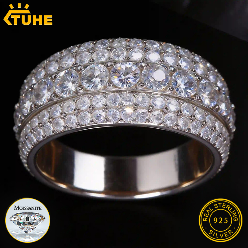 TUHE ユニセックス アイスアウト モアサナイト メンズリ - Street Fashion Rings のレビューと価格
