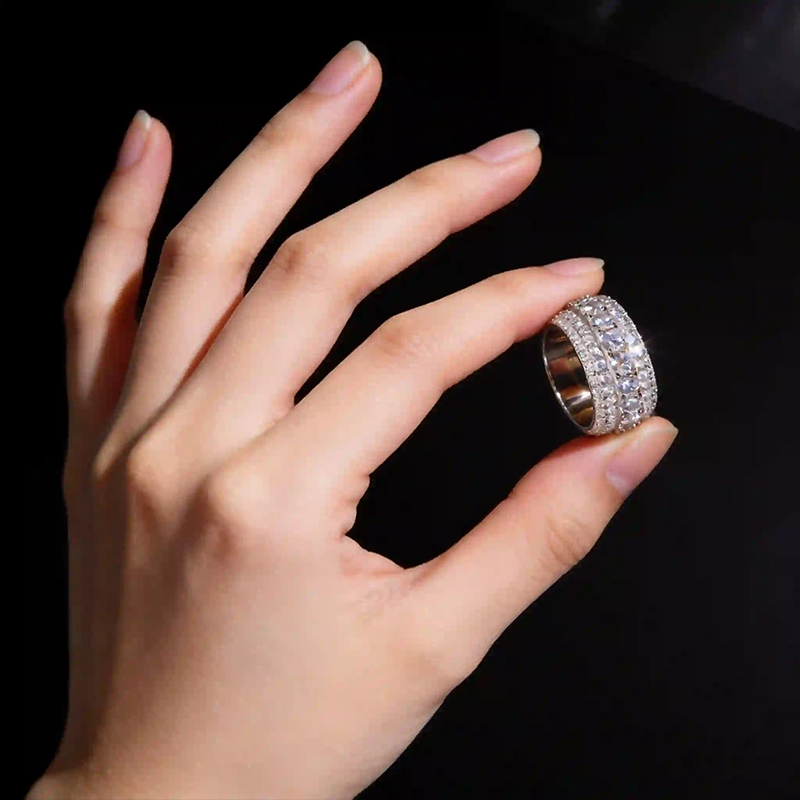 TUHE ユニセックス アイスアウト モアサナイト メンズリ - Street Fashion Rings のレビューと価格