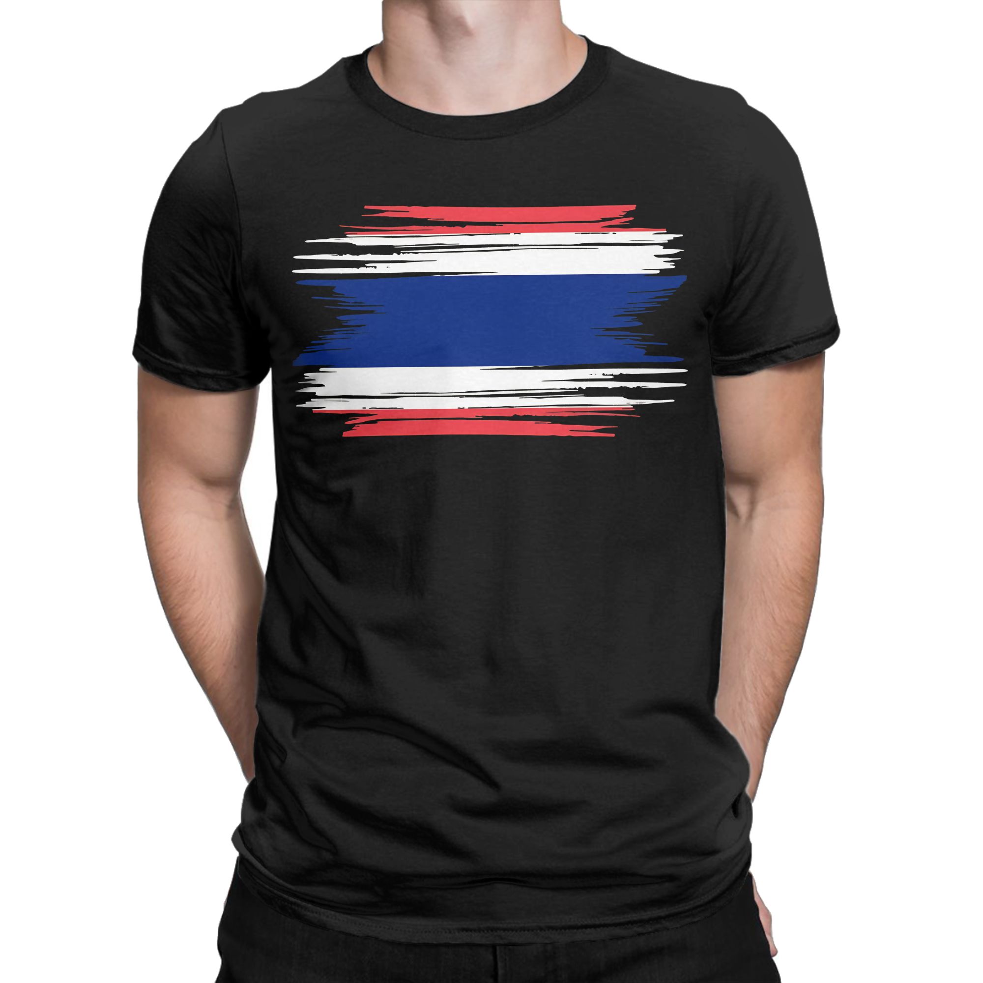 ダメージ加工タイ国旗Tシャツ メンズ ストリートスタイル 1 - Street Fashion Thailand のレビューと価格