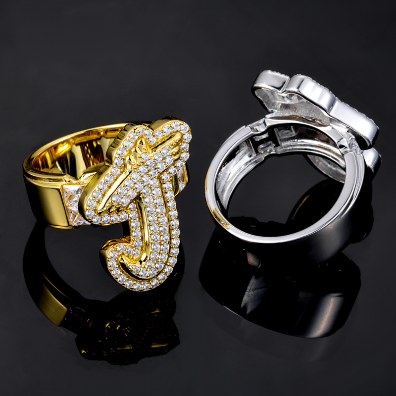 TUHE アイスアウト モアサナイト カスタムレターリング  - Street Fashion Rings のレビューと価格