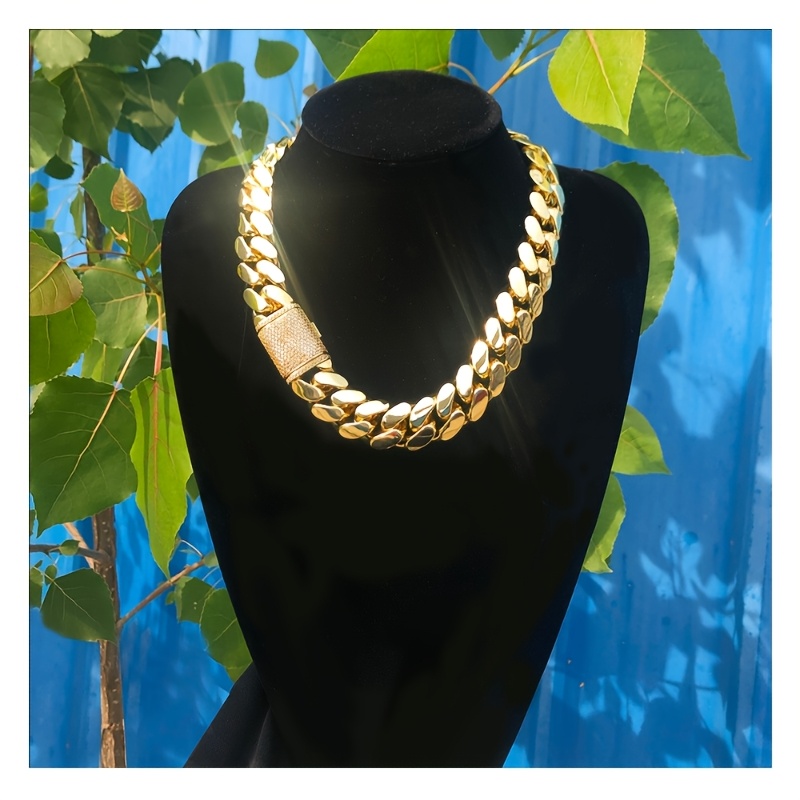 15mmメンズヒップホップマイアミキューバンチェーン、18K - Street Fashion Blog のレビューと価格