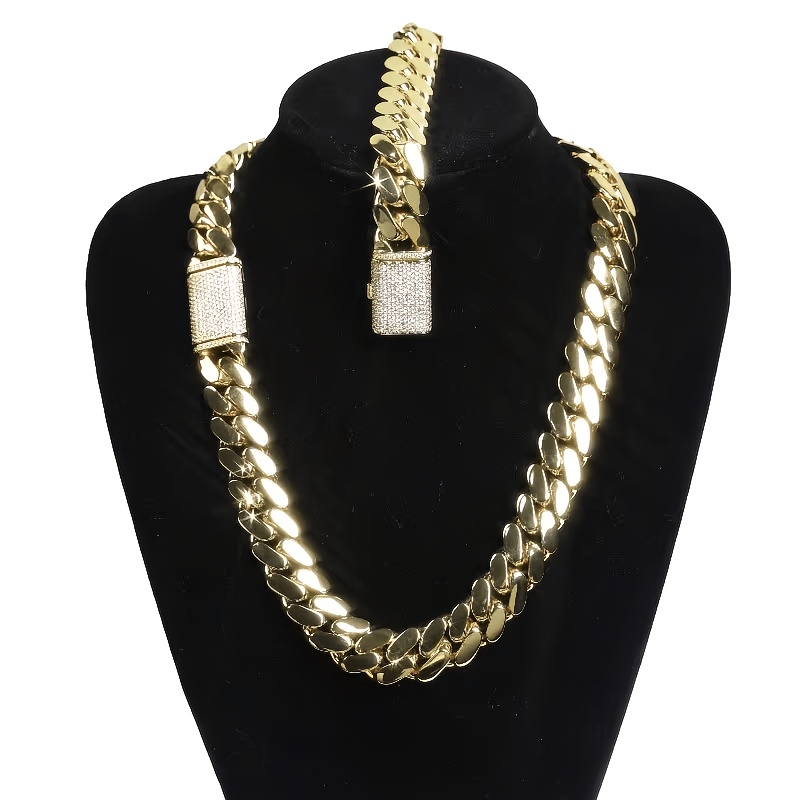 15mmメンズヒップホップマイアミキューバンチェーン、18K - Street Fashion Blog のレビューと価格