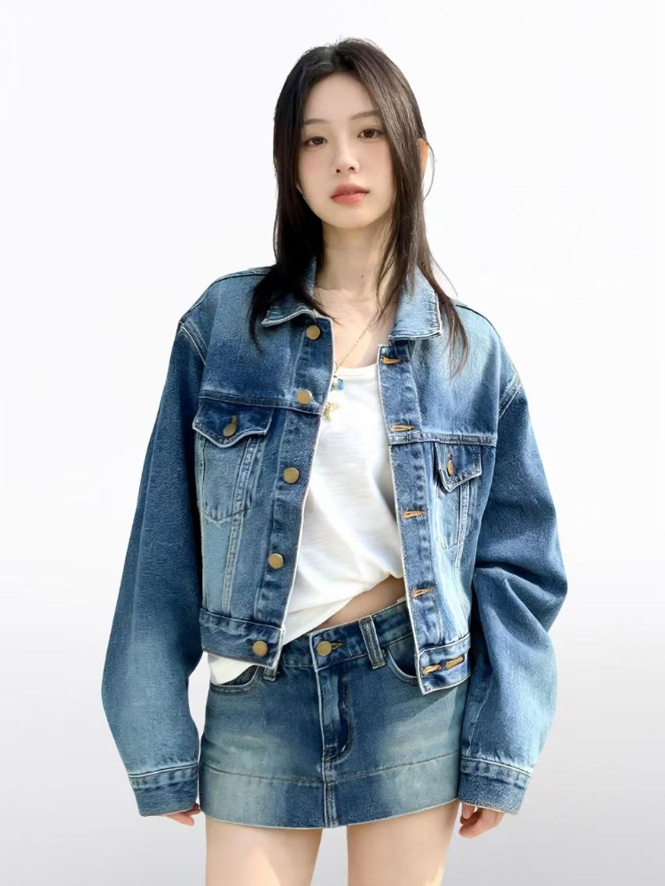 女性用アメリカンヴィンテージ2ピースデニムセット Y2Kデニ - Street Fashion Korean のレビューと価格