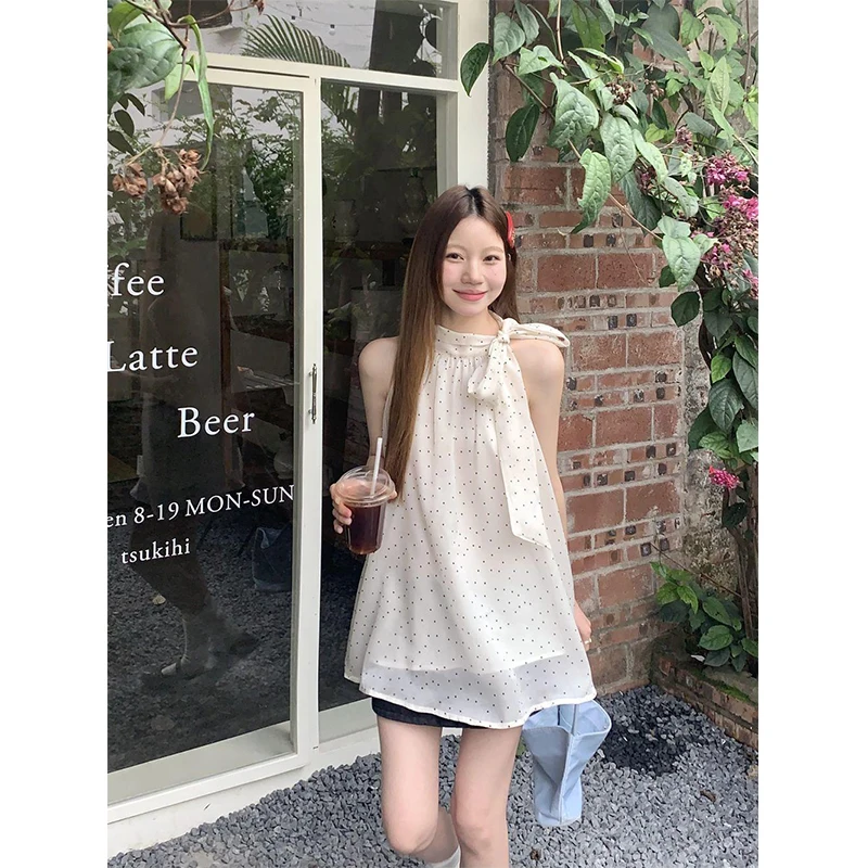 Mexzt-女性のための甘いドットプリントブラウス、エレガン - Street Fashion Korean のレビューと価格
