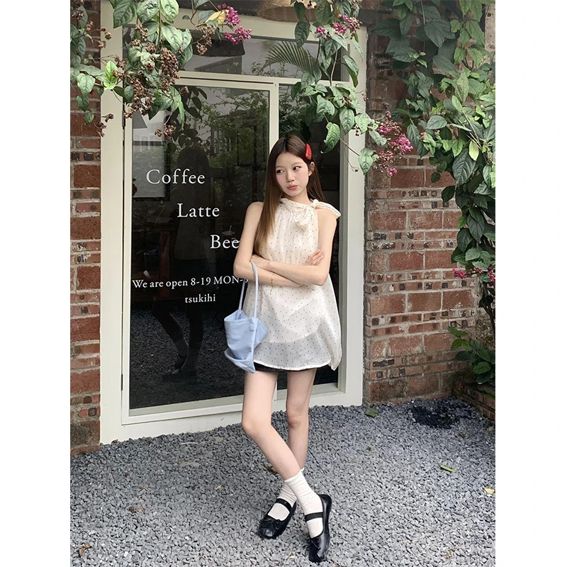 Mexzt-女性のための甘いドットプリントブラウス、エレガン - Street Fashion Korean のレビューと価格