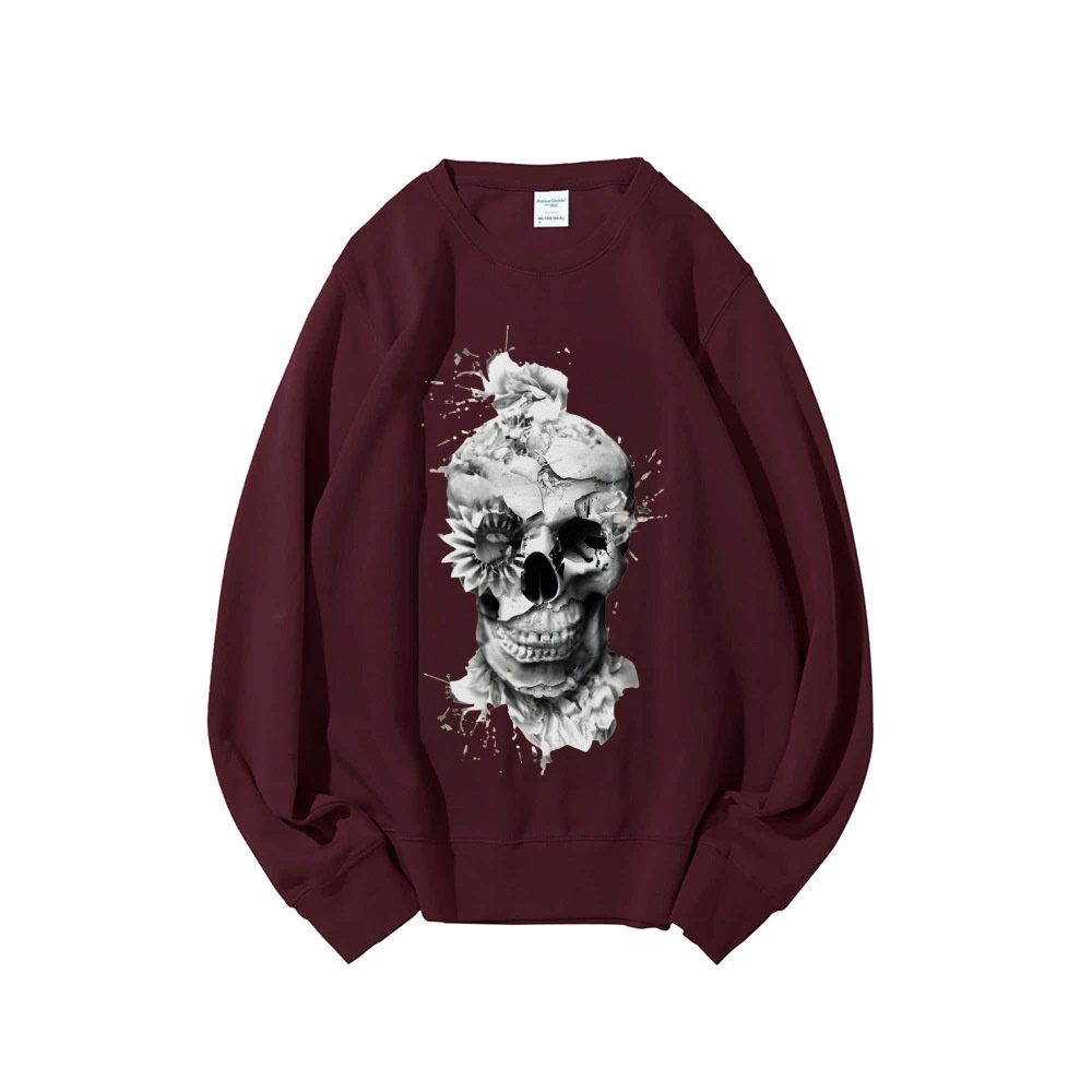 スカルプリントオーバーサイズスウェットシャツルーズカジュアル - Oversized Crewneck Fleece のレビューと価格