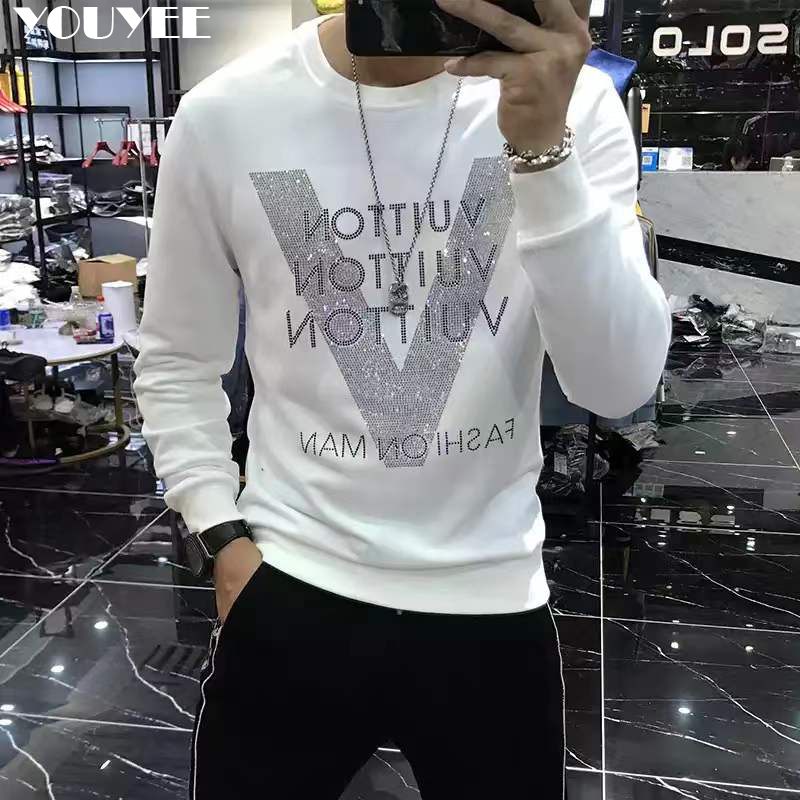 メンズパーカー品質 V 字型パターンラインストーンプルオーバ - Street Fashion Elements のレビューと価格