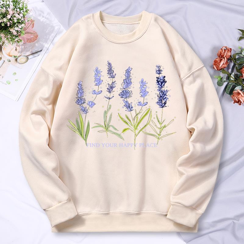 女性用ラベンダープリントパーカー,フリースストリートフーディ - Oversized Crewneck Fleece のレビューと価格