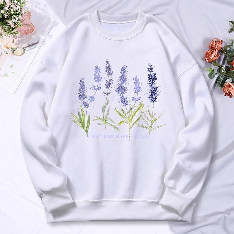 女性用ラベンダープリントパーカー,フリースストリートフーディ - Oversized Crewneck Fleece のレビューと価格