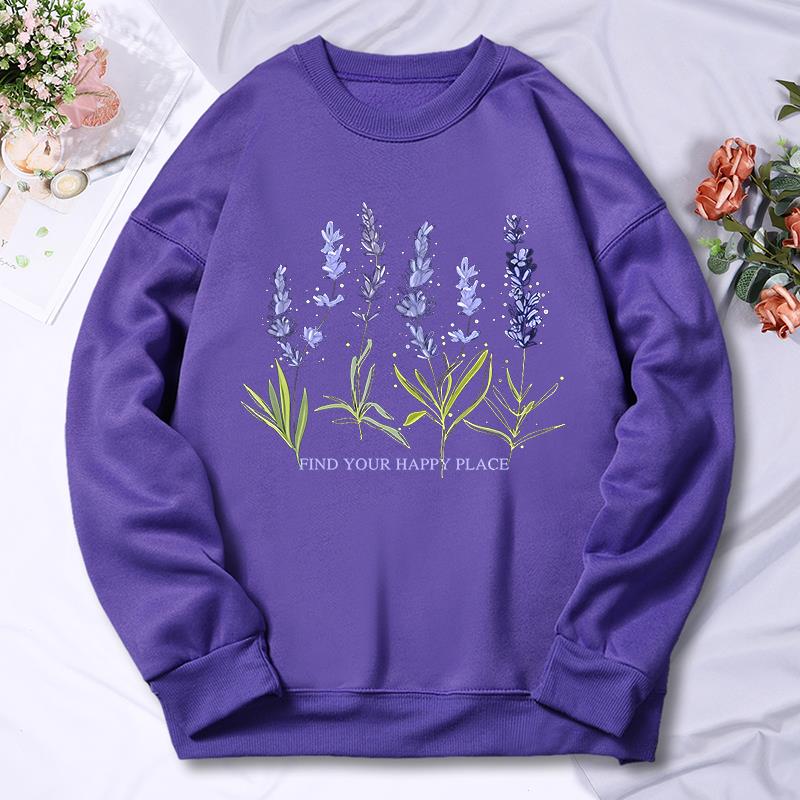 女性用ラベンダープリントパーカー,フリースストリートフーディ - Oversized Crewneck Fleece のレビューと価格