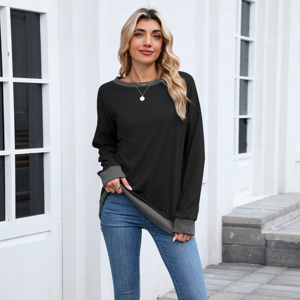 女性ファッションルーズスウェットシャツクルーネック長袖パッチ - Oversized Crewneck Fleece のレビューと価格