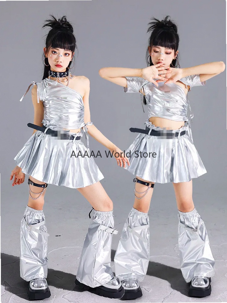 コスプレシルバークロップトッププリーツスカートセット女の子  - Street Fashion Europe のレビューと価格