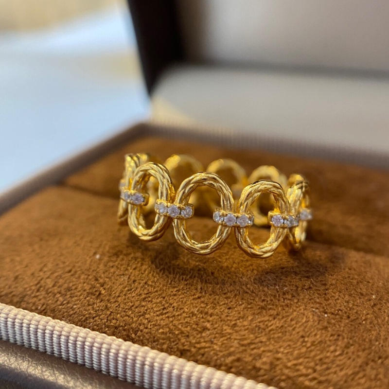 ミニマリストヒップホップスタイル中空ダイヤモンドインレイ連動 - Street Fashion Rings のレビューと価格