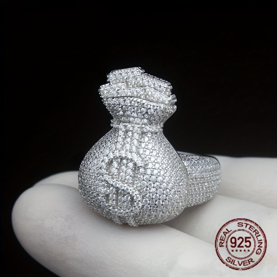 ユニークなメンズ 925 スターリングシルバーアイシーアウト - Street Fashion Rings のレビューと価格