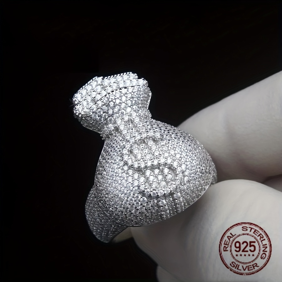 ユニークなメンズ 925 スターリングシルバーアイシーアウト - Street Fashion Rings のレビューと価格