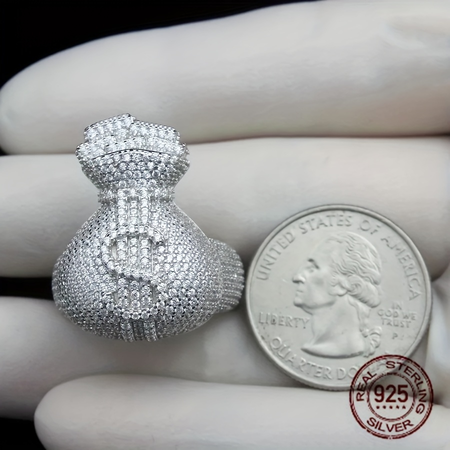 ユニークなメンズ 925 スターリングシルバーアイシーアウト - Street Fashion Rings のレビューと価格