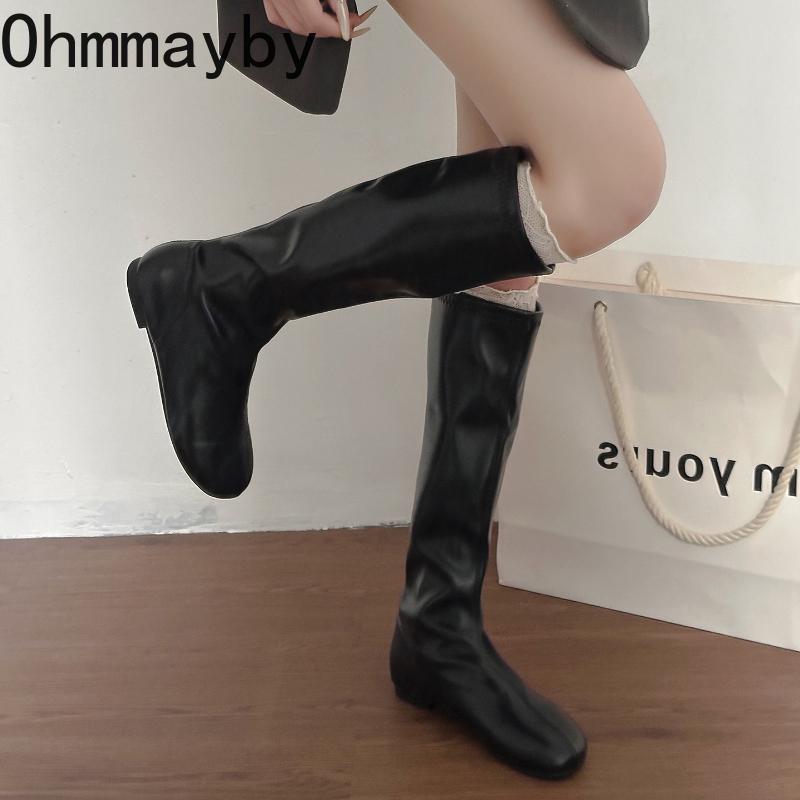 女性用ニーハイブーツ,スクエアトゥシューズ,ロングブーツ,モ - Street Fashion Korean のレビューと価格