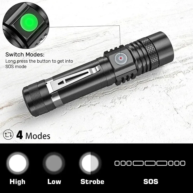 T6 LED 充電式懐中電灯、18650 ズーム可能なトーチ - Street Fashion Blog のレビューと価格