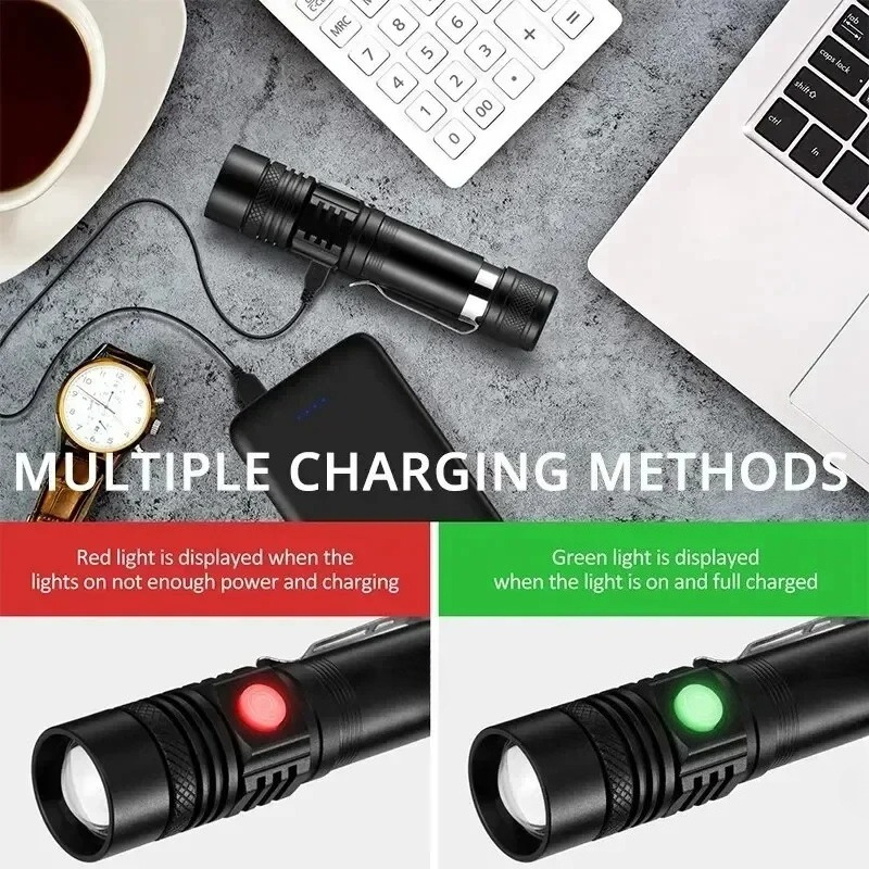 T6 LED 充電式懐中電灯、18650 ズーム可能なトーチ - Street Fashion Blog のレビューと価格