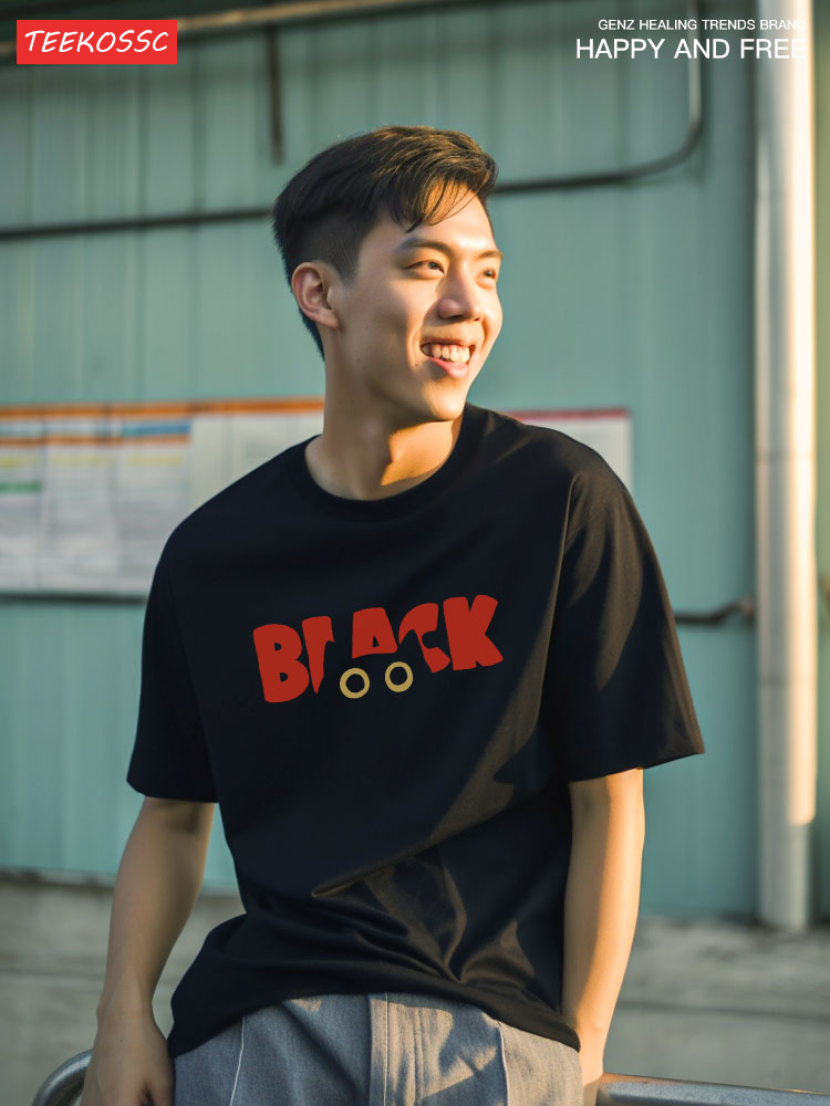 黒猫ファッションブランド純粋な綿ルーズ夏半袖 Tシャツ男性女 - Street Fashion Japan Brand のレビューと価格